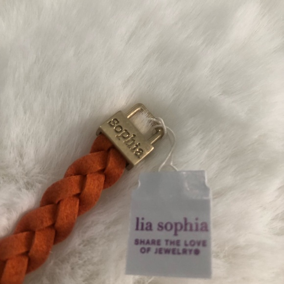 NWT Lia Sophia Burnt Orange Crystal Leather Bracelet - Picture 6 of 6